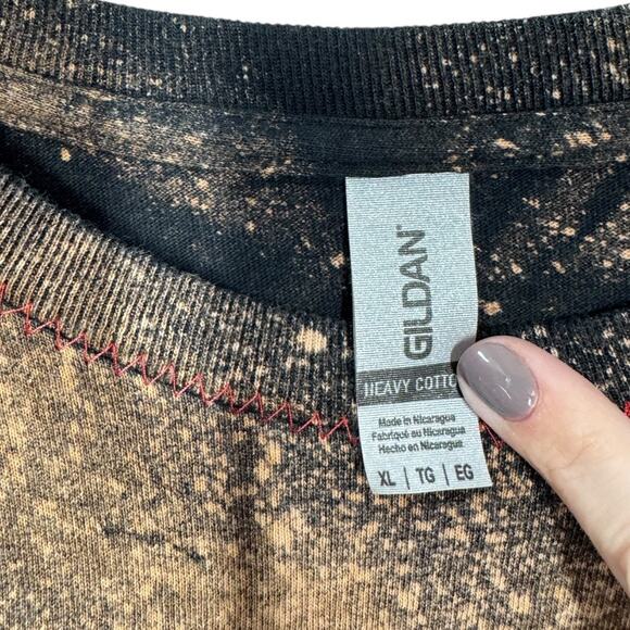 Reworked Ted Nugent Nuge Cropped Graphic Tee XL Oversized Bleached Boho Edgy - Picture 5 of 5